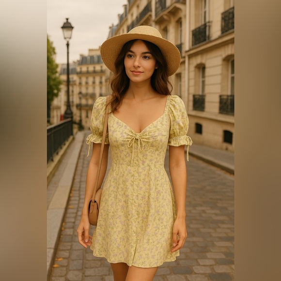 Topshop • NWT $95 USD yellow floral dress - Picture 1 of 3